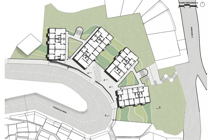 Habitacional Humuarana, planta tipo mimetizando delicado tecido viário da Rocinha, com seus becos e escadarias, Rio de Janeiro, 2020. Arquiteto Luiz Carlos Toledo e estagiário Maciel Antônio da Silva