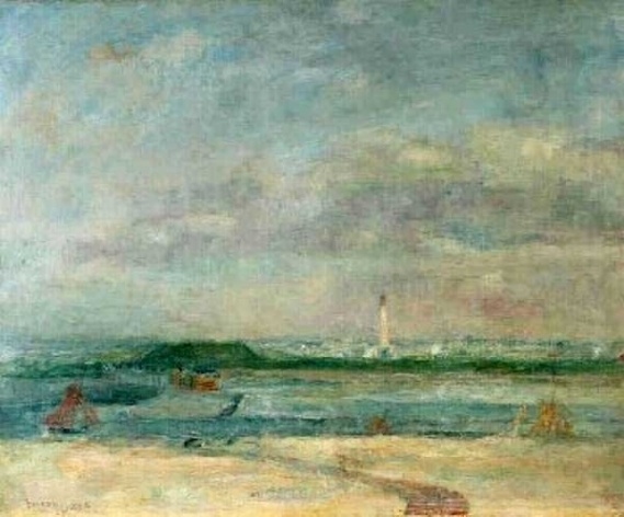 James Ensor, <i> Le phare d'Oostende </i>, 1885, óleo sobre tela, 62 x 75