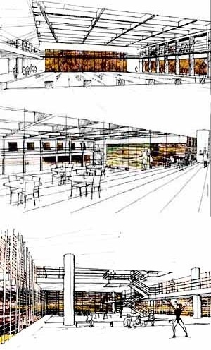O projeto privilegia as visuais para o Campus em todos os níveis, gerando espaços de contemplação àqueles de uso<br />Imagem dos autores do projeto 