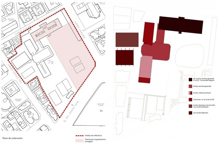 Evacuation stairway in the protected area Teresianas Ganduxer, masterplan, Barcelona, Spain, 2022. Arquitects Felipe Pich-Aguilera, Teresa Batlle y Ute Müncheberg / Picharchitects / Pich-Aguilera<br />Imagem divulgação/ disclosure image/ imagen divulgación  [Picharchitects / Pich-Aguilera]