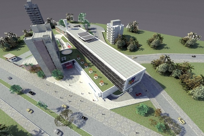 Centro de Referência em Empreendedorismo do Sebrae-MG, vista geral do complexo, 1º lugar. Arquiteto Andreoni da Silva Prundêncio, 2008<br />Desenho escritório 