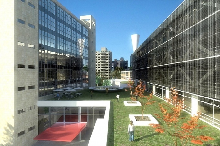 Centro de Referência em Empreendedorismo do Sebrae-MG, praça elevada, 1º lugar. Arquiteto Andreoni da Silva Prundêncio, 2008<br />Desenho escritório 