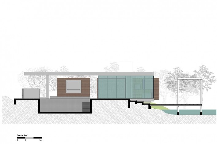 Kiosk EL165, section AA, Gravataí RS Brasil, 2016. Architects Diego Brasil and Anderson Calvi / Br3 Arquitetos<br />Imagem divulgação / disclosure image  [Br3 Arquitetos]