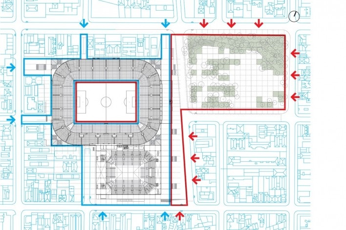 Complexo Esportivo e Cultural Clube Atlético Paranaense, implantação geral do conjunto, Curitiba. Arquiteto Carlos Arcos<br />Imagem divulgação 