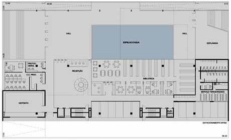 Planta Pavimento Terreo, nivel +2,50m<br />Imagem dos autores do projeto 