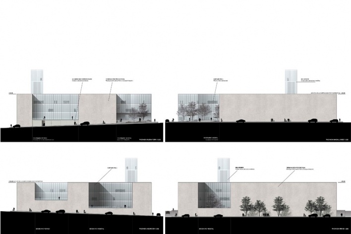 Elevações<br />Imagem autores: Javier Navarro, Sergio Barreto, Andrés Gobba, Mauricio López, Matías Carba  [MAAM e MV/Arquitectos, 2008]