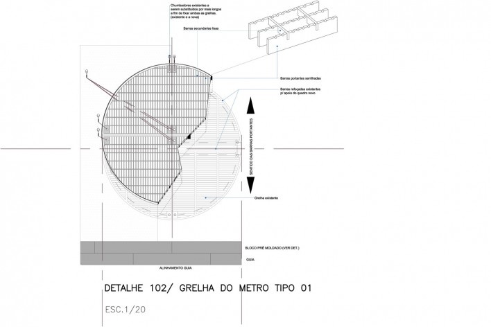 Ciclovia Paulista/ Isométrica das grelhas de ventilação do metrô. Sobrepostas as existentes.<br />Studio GGA 