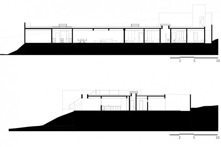 Casa Torreão, cortes, Brasília DF, arquitetos Daniel Mangabeira, Henrique Coutinho e Matheus Seco<br />Imagem divulgação 