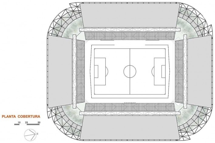 Arena Pantanal, planta de cobertura, Cuiabá MT. Arquiteto Sergio Coelho [GCP Arquitetos]