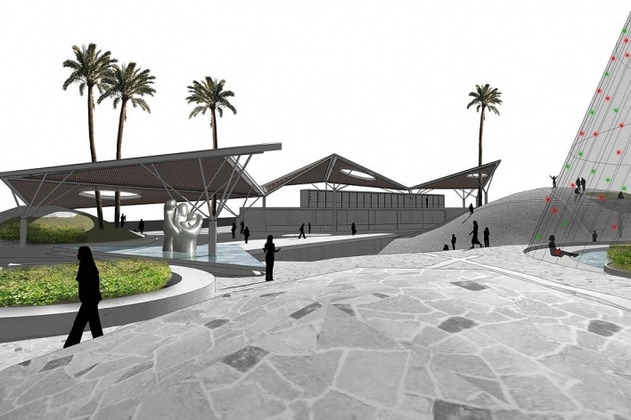 Praça do Natal, Natal RN Brasil, relevo artificial da praça, 2° lugar Concurso Público de Arquitetura. Estúdio América, 2009<br />Desenho do escritório 