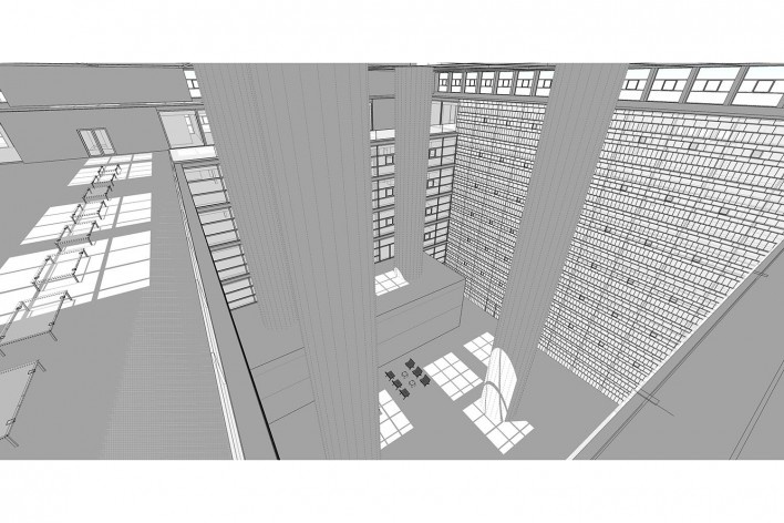 Caja Granada, Granada, Andaluzia, Espanha, 2001. Arquiteto Alberto Campo Baeza<br />Modelo tridimensional Miguel Pastore Bernardi / Imagem Edson da Cunha Mahfuz 
