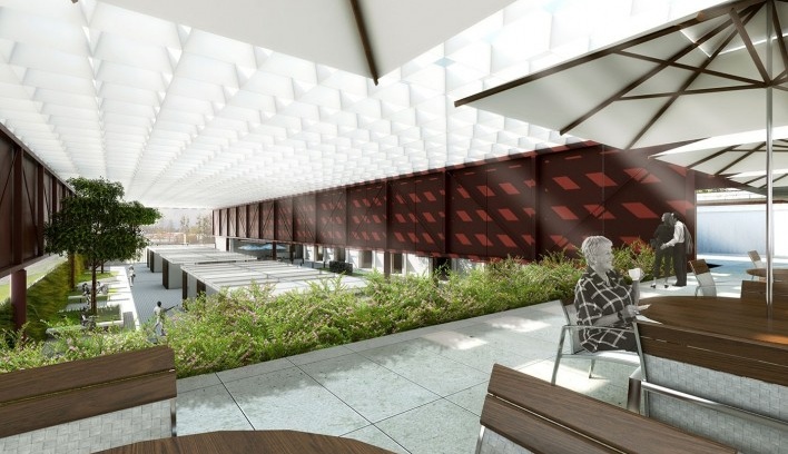 1º lugar Concurso Mercado Público de Lages, perspectiva interna, Lages. Escritórios Zulian Broering + Zanatta Figueiredo<br />Imagem divulgação 