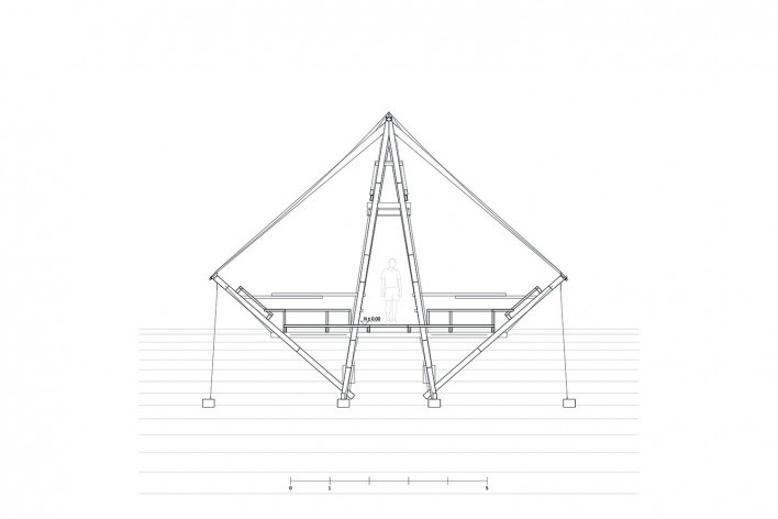 Learning Viewpoint, section, Cerro Blanco Protected Forest, Guayaquil, Ecuador, 2022. Architects David Barragán, Pascual Gangotena, Maríaluisa Borja and Esteban Benavides (authors) / Al Borde<br />Imagen divulgación/ disclosure image  [Al Borde]