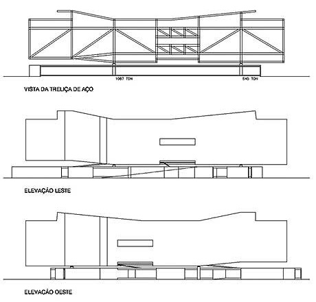 Elevações – detalhe das treliças<br />Imagens dos autores do projeto 