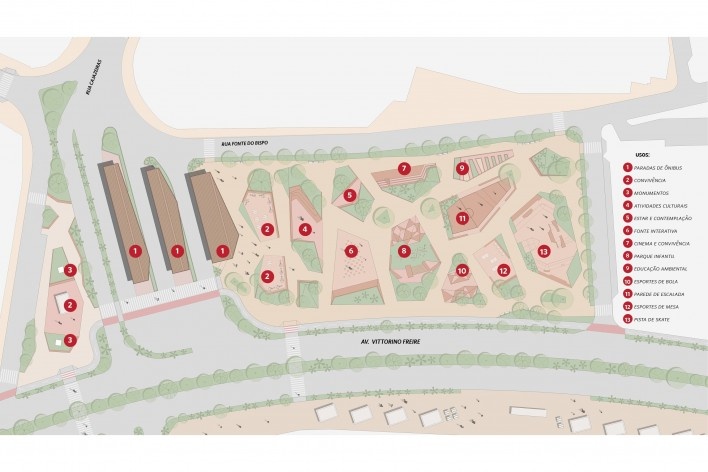 Terminal e Parque Urbano em São Luís, definição de usos e espaços propostos, São Luís MA, 2021. Arquitetos Manoela Machado e Pedro Lira (autores) / Natureza Urbana<br />Imagem divulgação  [Acervo Natureza Urbana]