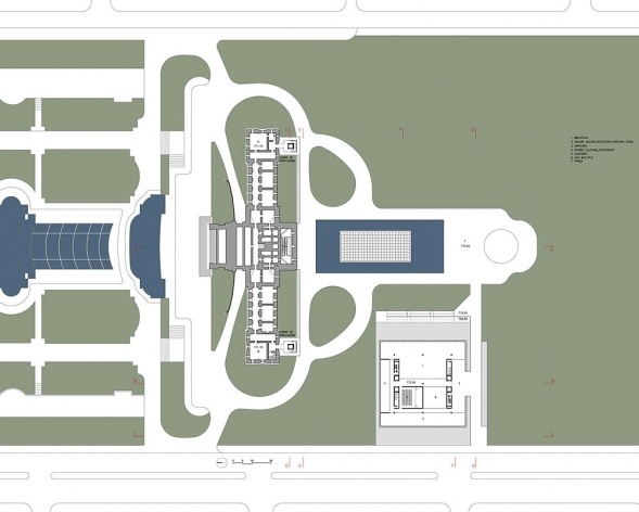 Ampliação do Museu Paulista da USP (Museu do Ipiranga), planta porão. Arquitetos Eduardo Colonelli e Silvio Oksman, 2008<br />Imagem escritório 