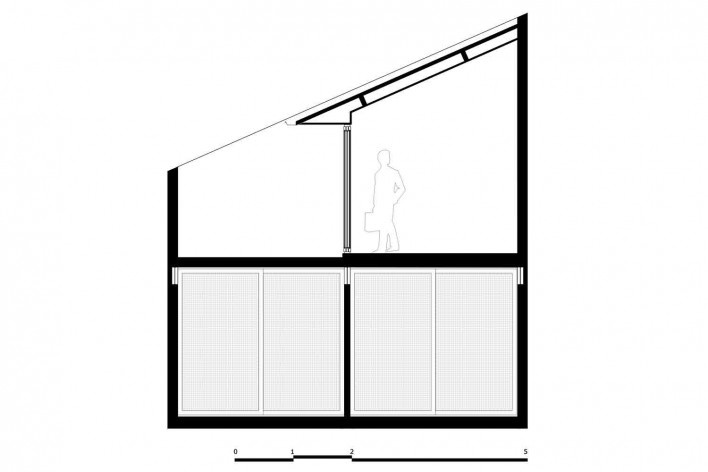 Casa 711H, corte AA, Brasília, 2017. Arquitetos Daniel Mangabeira, Henrique Coutinho e Matheus Seco<br />Desenho divulgação 