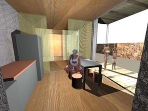 Vista do interior: cada família pode escolher a forma exata de divisão caso não seja usada a opção sugerida.<br />Imagem dos autores do projeto 
