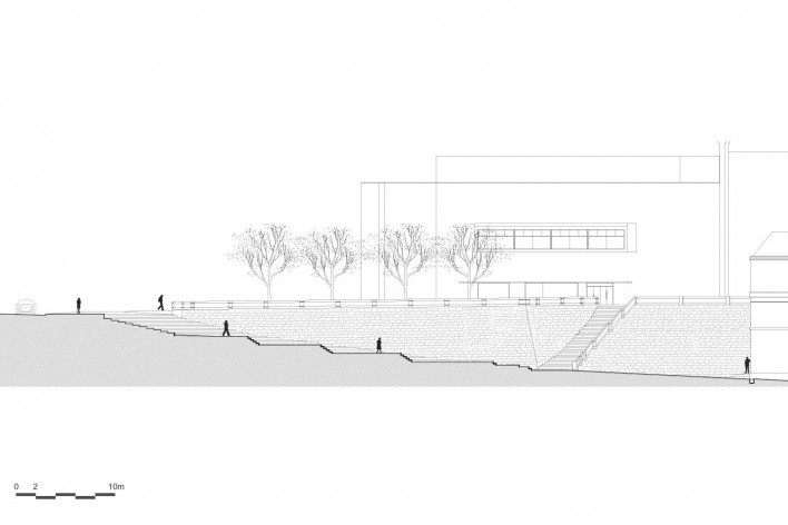 Praça e ladeira da Barroquinha, corte longitudinal. Metro arquitetos associados