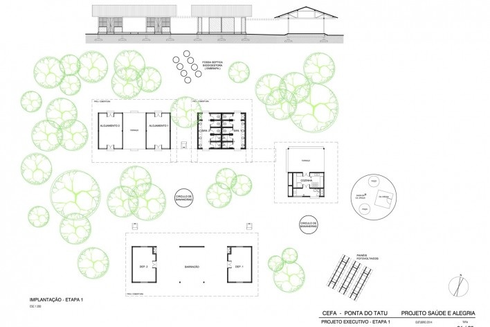 Centro Experimental Floresta Ativa - CEFA, implantação etapa 1, RESEX Tapajó-Arapiuns PA. Arquiteta Cristina Xavier<br />Imagem divulgação 