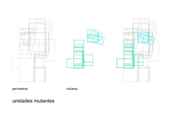 Unidades mutantes. Concurso Habitação para Todos. CDHU. Casas escalonadas - 2º Lugar.<br />Autores do projeto  [equipe premiada]