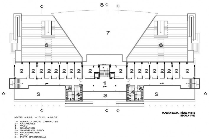 Arquibancada Palco - planta nível + 13.12 [Desenho do escritório]