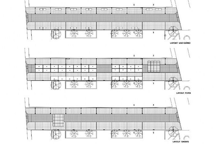 Opções de layout: uso diário, feira e shows<br />Desenho do escritório 