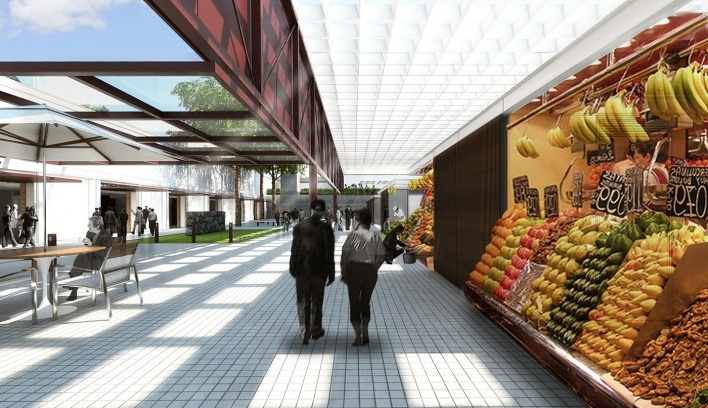 1º lugar Concurso Mercado Público de Lages, perspectiva interna, Lages. Escritórios Zulian Broering + Zanatta Figueiredo<br />Imagem divulgação 