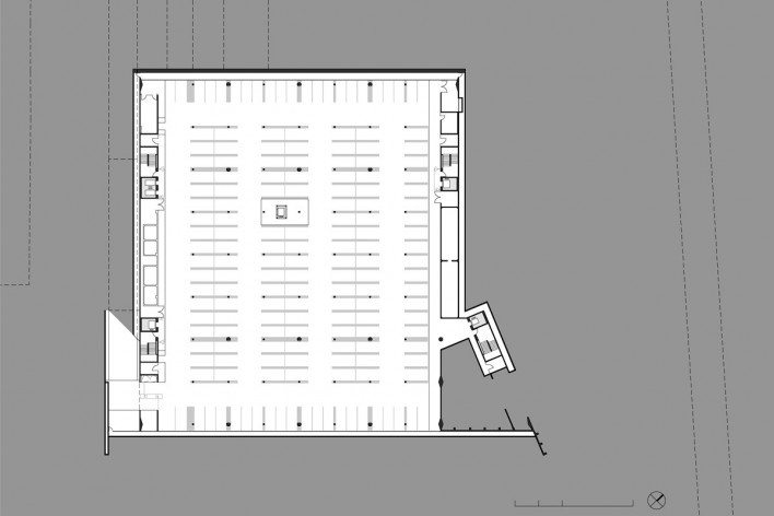 Sebrae Headquarters, basement floor – plan level 1056,05, Brasília DF, 2010. Architects Alvaro Puntoni, Luciano Margotto, João Sodré and Jonathan Davies