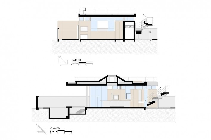 Fix Kiosk, sections CC and DD, Xangri-lá RS Brasil, 2021. Architects Diego Brasil, Anderson Calvi, Natasha Rebelo, Bruna Plucinski and Rodrigo Alves / BR3 Arquitetura<br />Imagem divulgação / Disclosure image / Imagen de divulgación  [BR3 Arquitetura]
