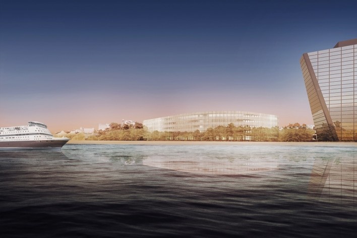 Concurso Anexo da Biblioteca Nacional, perspectiva, Rio de Janeiro, 2º lugar, arquitetos Eduardo de Almeida, Helena Ayoub, Cesar Shundi Iwamizu<br />Imagem divulgação 
