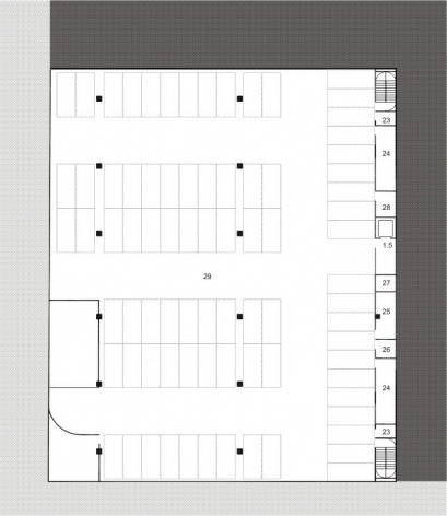 Planta nível 195.00<br />Desenho do escritório 