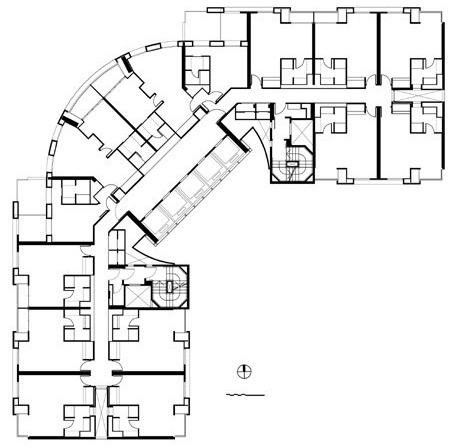 Planta tipo do Edifício de Flats Hoteleiros<br />Imagem dos autores do projeto 