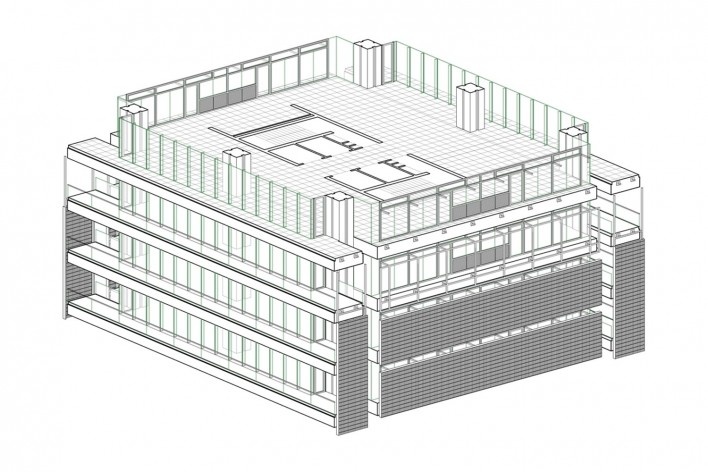 Torre Ambassador, vista isométrica, Santa Cruz de la Sierra, 2017. Arquitetos Jorge Gambini e Hans Kenning / Enciam Arquitectura, Hans Kenning arquitectos<br />Imagem divulgação  [Enciam Arquitectura/ Hans Kenning arquitectos]