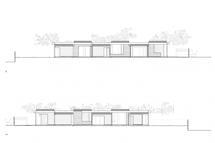 Casa Jardí 03, corte, Igualada, Barcelona. Arquitetos Manuel Bailo e Rosa Rull, 2007<br />Desenho equipe 