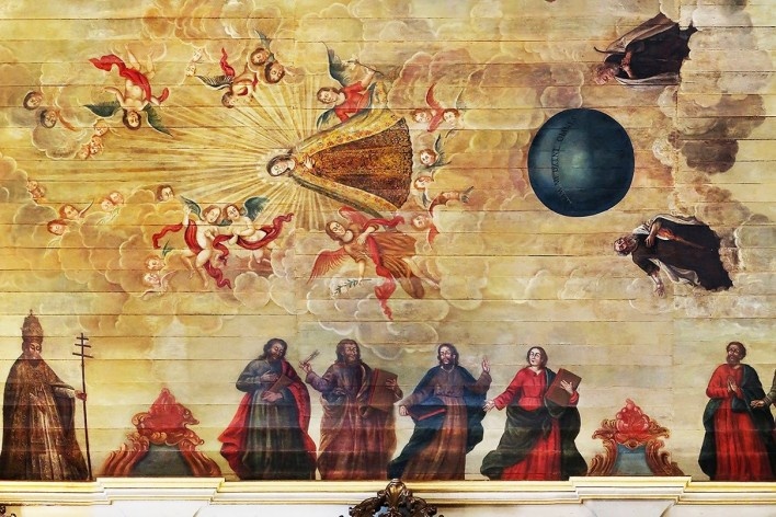 Igreja da Ordem Terceira do Carmo de São Paulo, forro de Jesuíno do Monte Carmelo (detalhe)<br />Fotomontagem Victor Hugo Mori, 2018 