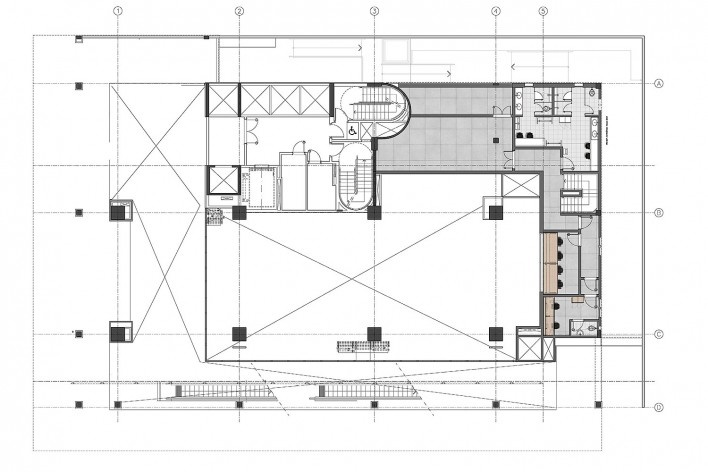 Sesc Avenida Paulista, planta mezanino, escritório Königsberger Vannucchi, 2018<br />Imagem divulgação  [Königsberger Vannucchi Arquitetos Associados]