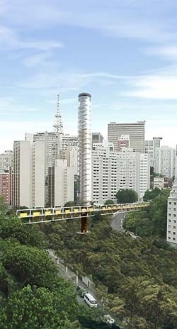 Perspectiva do edifício no contexto urbano<br />Imagem do autor do projeto 