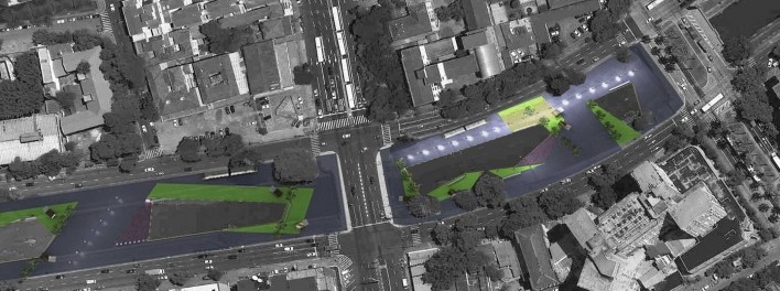 Planta. Projeto: “Requalificação Ambiental – Arroio Dilúvio”. Arquitetas Taís Lagranha Machado, Cláudia Pauperio Titton e Mariana Soldan Hugo