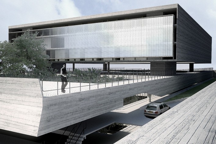 Vista posterior. Concurso para a Sede da CNM em Brasília. Menção honrosa 1<br />divulgação 