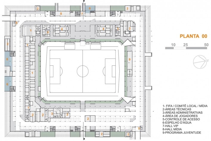 GCP Arquitetos, Arena Multiuso Governador José Fragelli, Cuiabá, 2014. Planta nível 0m<br />GCP Arquitetos 