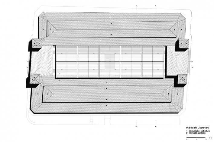 Cobertura do Mercado Público de Florianópolis, planta cobertura, 2016. Arquitetos Gustavo Correia Utrabo e Pedro Lass Duschenes<br />Imagem divulgação 