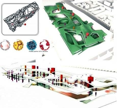 Unidades espaciais para o descanso, situadas em parques e zonas livres<br />Imagem dos autores do projeto 
