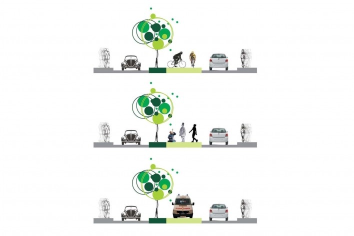 Ecos na Paisagem, funções da faixa-verde, Augusto Aneas, 2º. prêmio categoria profissional/projetos, Centro de São Paulo, SP, 2007-2008.