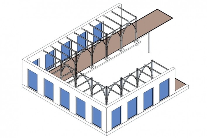 Art Gallery Catucaba, isometric view, São Luiz do Paraitinga SP Brasil, 2017. Arquiteto Sven Mouton / escritorio CRU! Architects<br />Imagem divulgação  [Acervo CRU! Architects/ Sven Mouton]