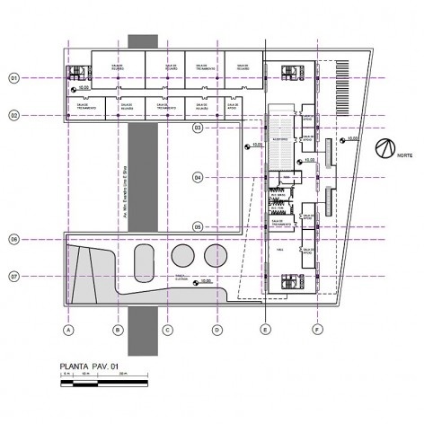 Planta 1º pavimento. Parque CECAP Guarulhos. TFG Thiago Bergamini Silva.<br />divulgação 