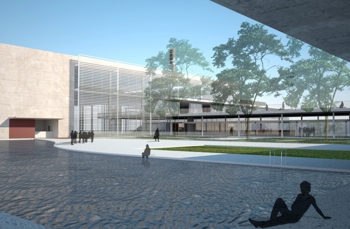 Concurso de Propostas Arquitetônicas para o futuro SESC Guarulhos, 4º lugar. Escritório Libeskind Llovet Arquitetos<br />Desenho escritório 