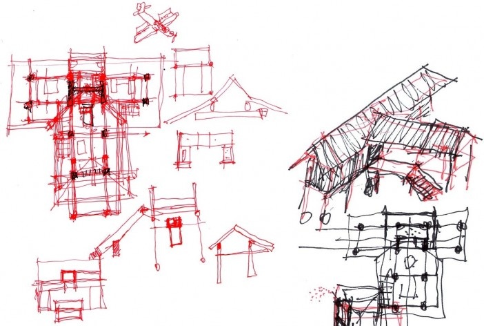 Casa nº 6, croquis, Praia de Itamambuca, Ubatuba. Arquiteto Eduardo Martins de Mello, 2008