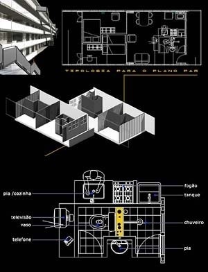Tipologia e núcleo de instalações<br />Imagem dos autores do projeto 