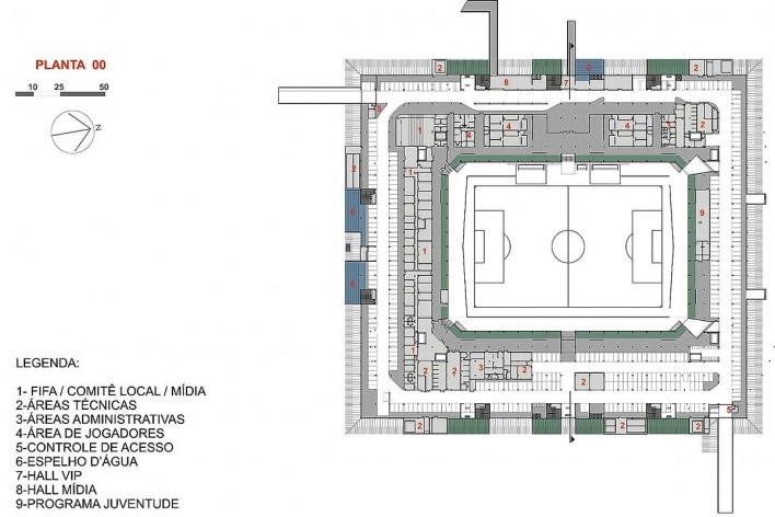 Arena Pantanal, planta 00, Cuiabá MT. Arquiteto Sergio Coelho [GCP Arquitetos]